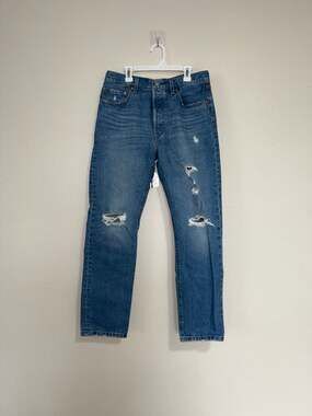 Levi's 501 Original Fit High Rise Distressed Straight Leg Jeans W29 L30